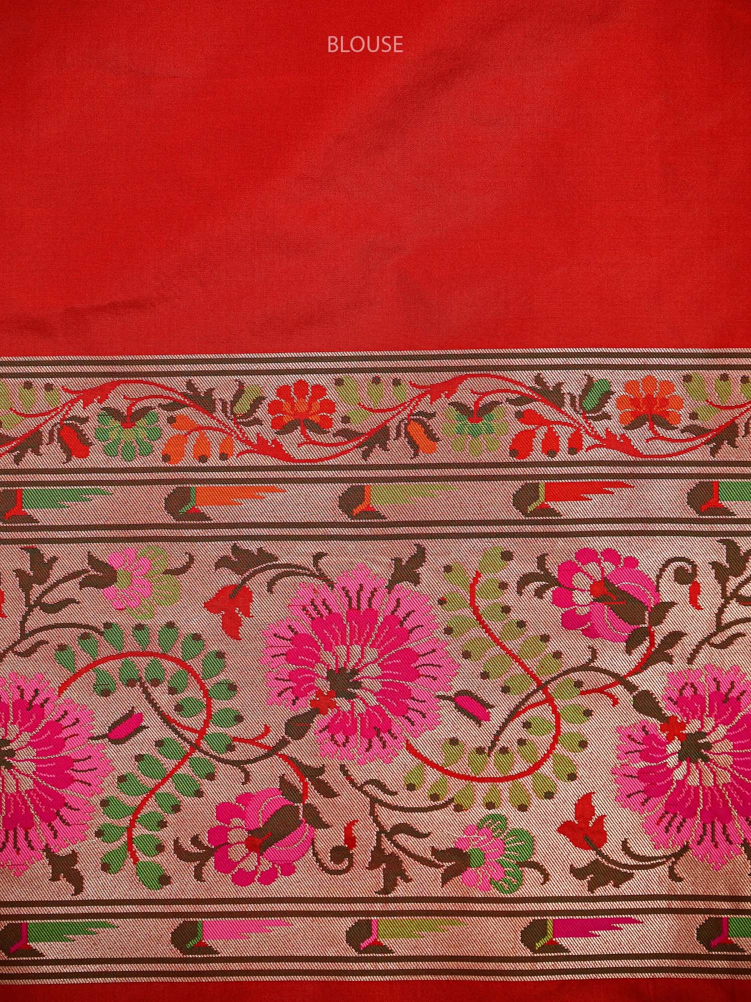Red Paithani Katan Silk Handloom Banarasi Saree - Sacred Weaves