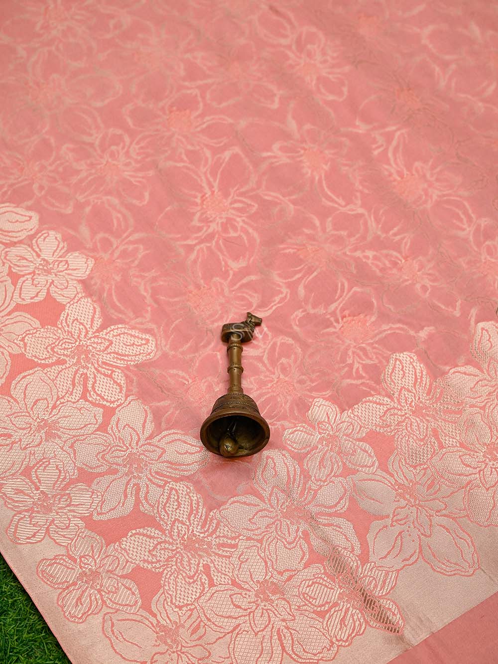 Pink Jaal Katan Silk Handloom Banarasi Saree