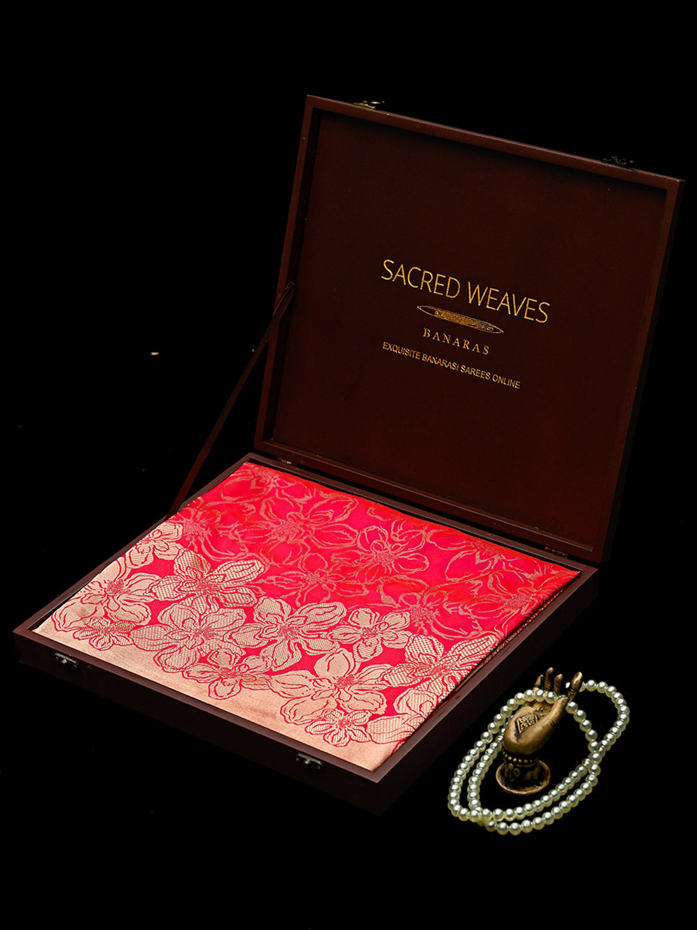 Dark Pink Jaal Katan Silk Handloom Banarasi Saree