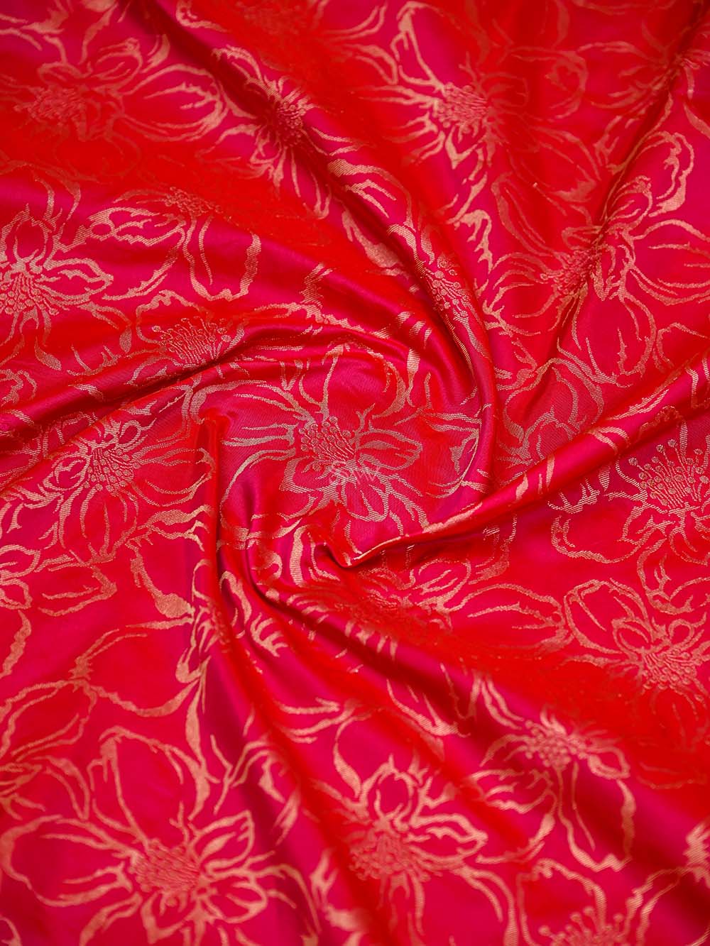 Dark Pink Jaal Katan Silk Handloom Banarasi Saree