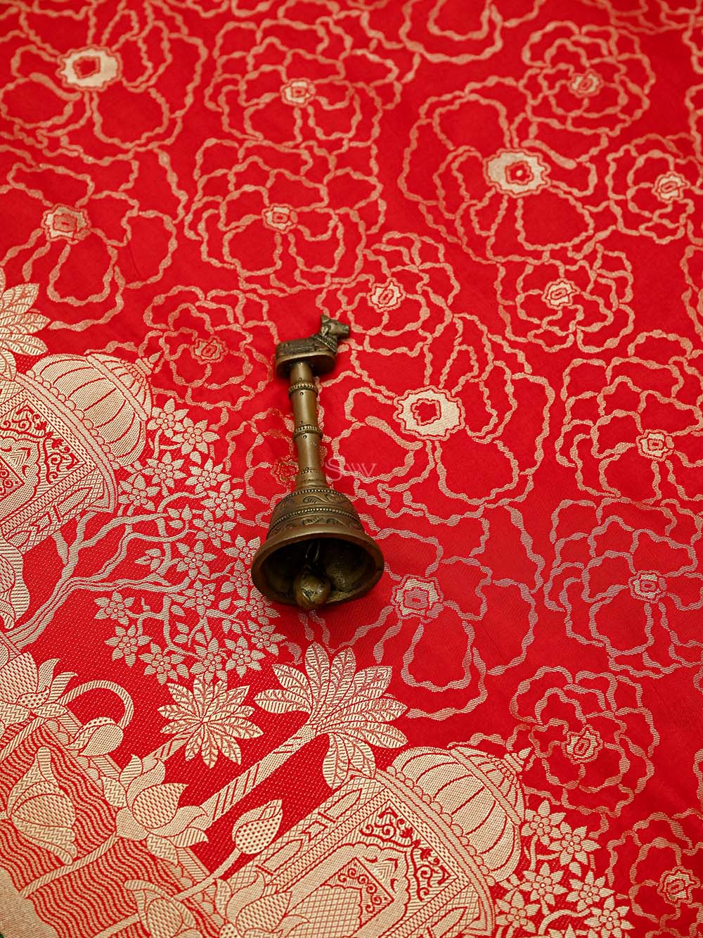 Red Jaal Katan Silk Handloom Banarasi Saree