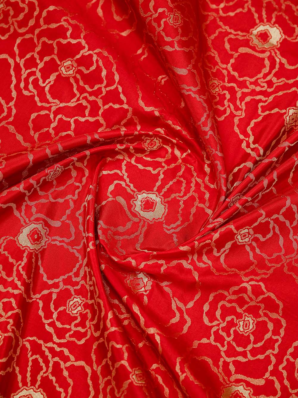 Red Jaal Katan Silk Handloom Banarasi Saree