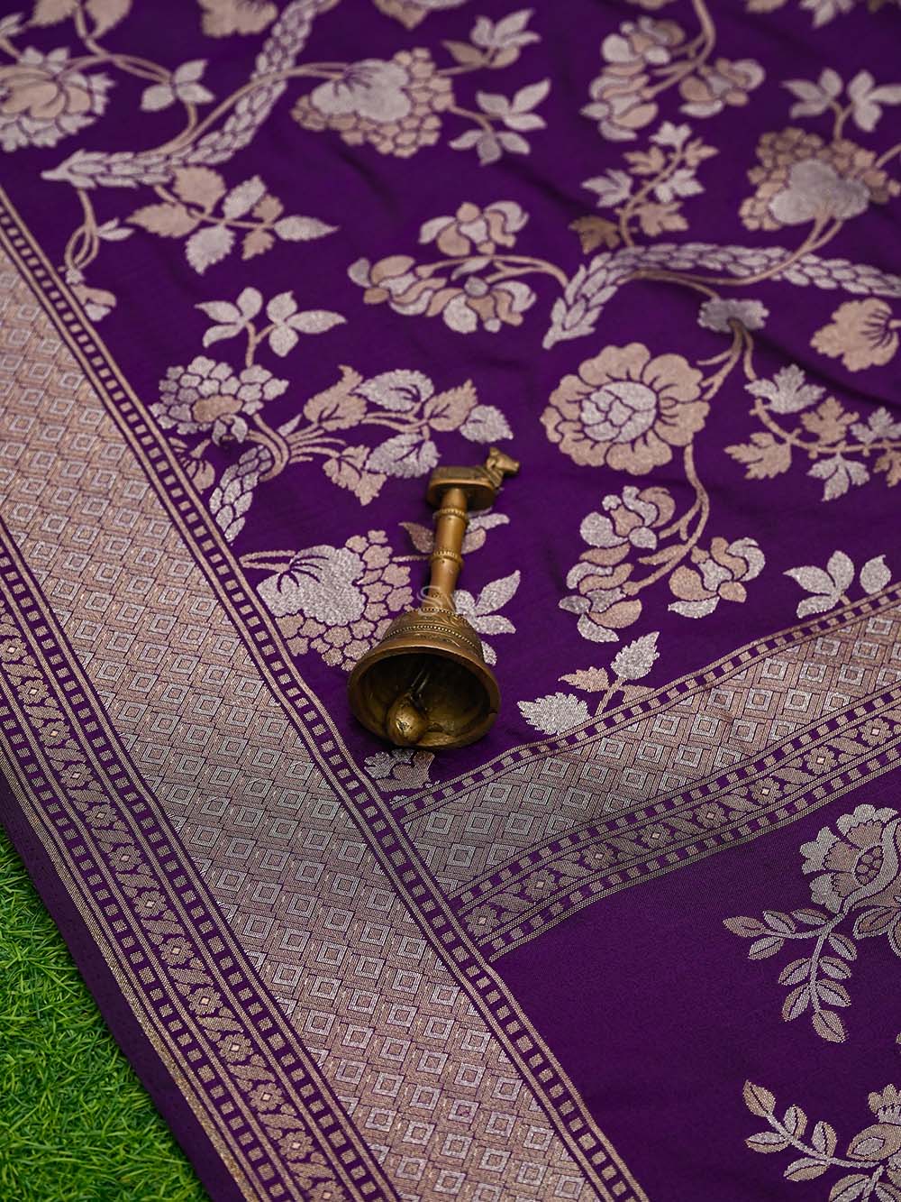 Purple Sona Roopa Jaal Katan Silk Handloom Banarasi Saree - Sacred Weaves