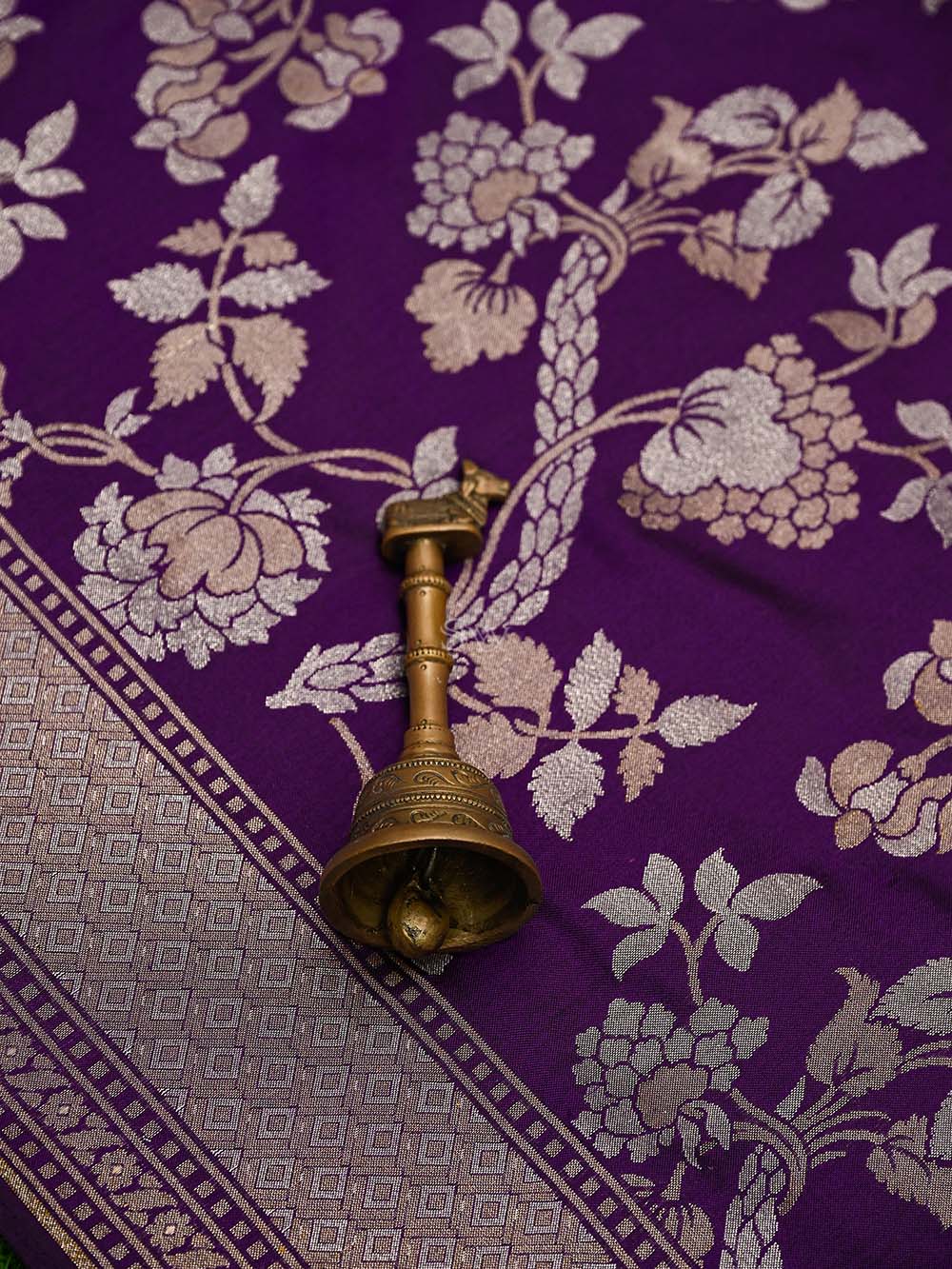 Purple Sona Roopa Jaal Katan Silk Handloom Banarasi Saree - Sacred Weaves