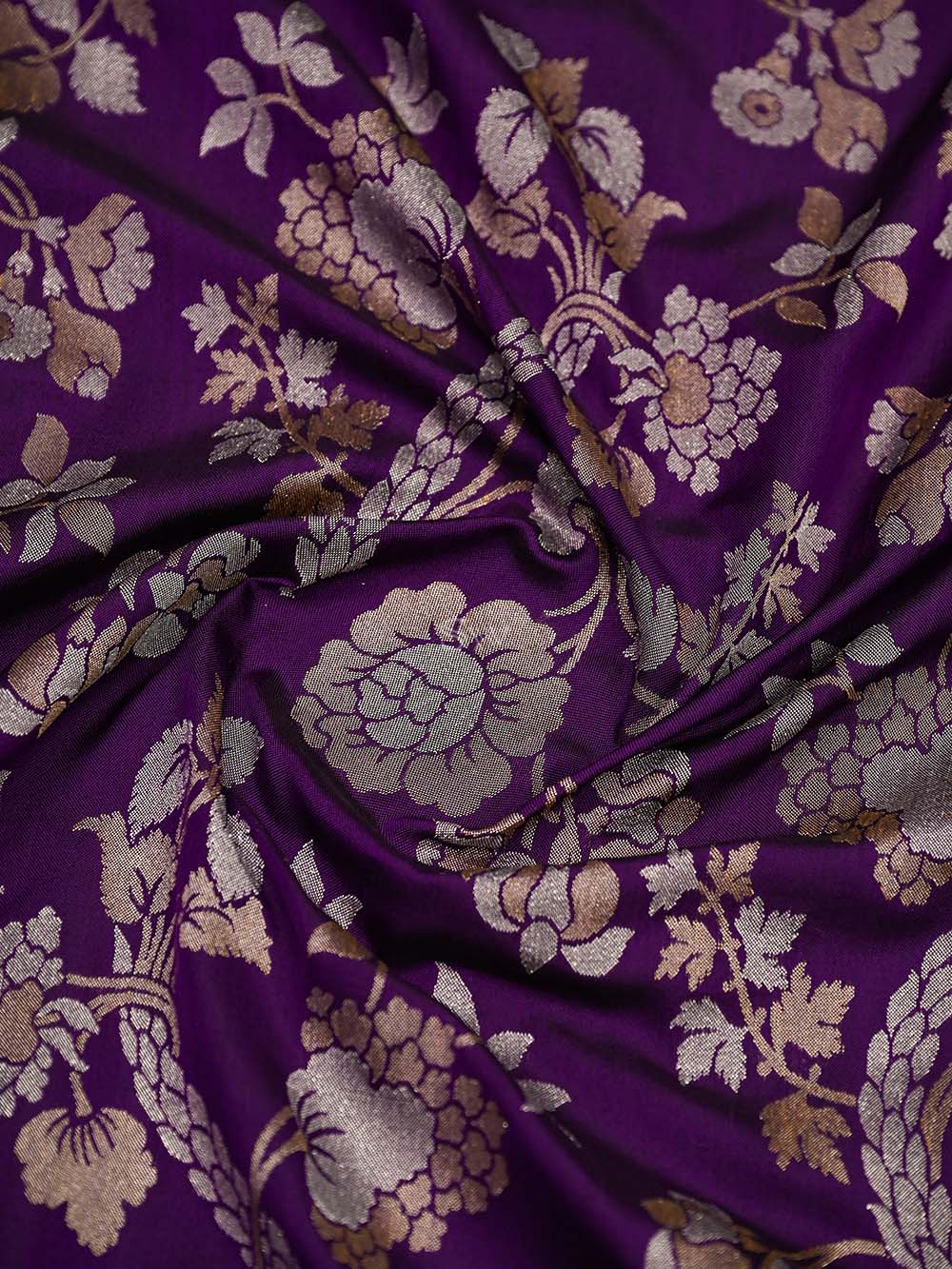 Purple Sona Roopa Jaal Katan Silk Handloom Banarasi Saree