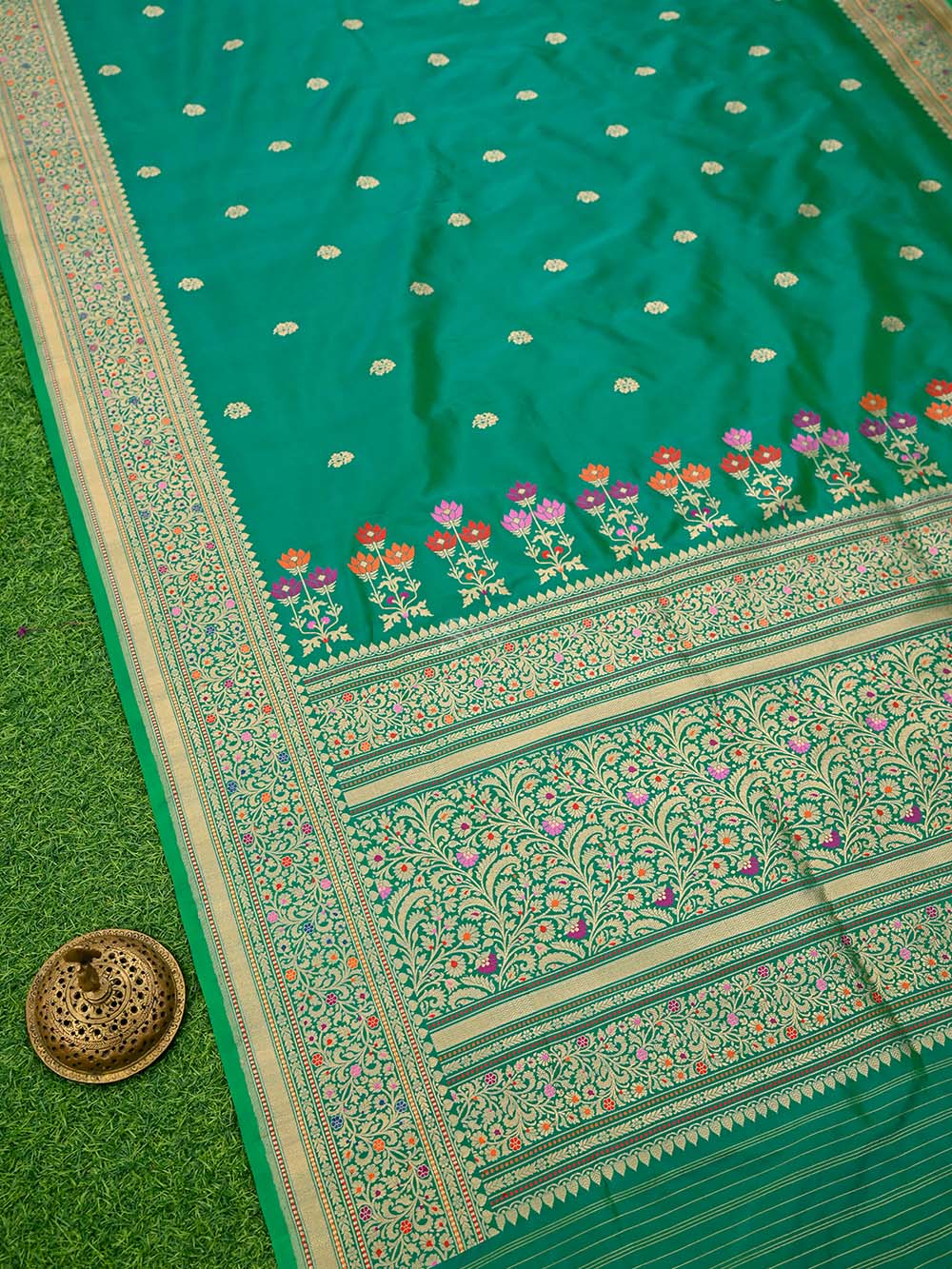 Green Paithani Katan Silk Handloom Banarasi Saree