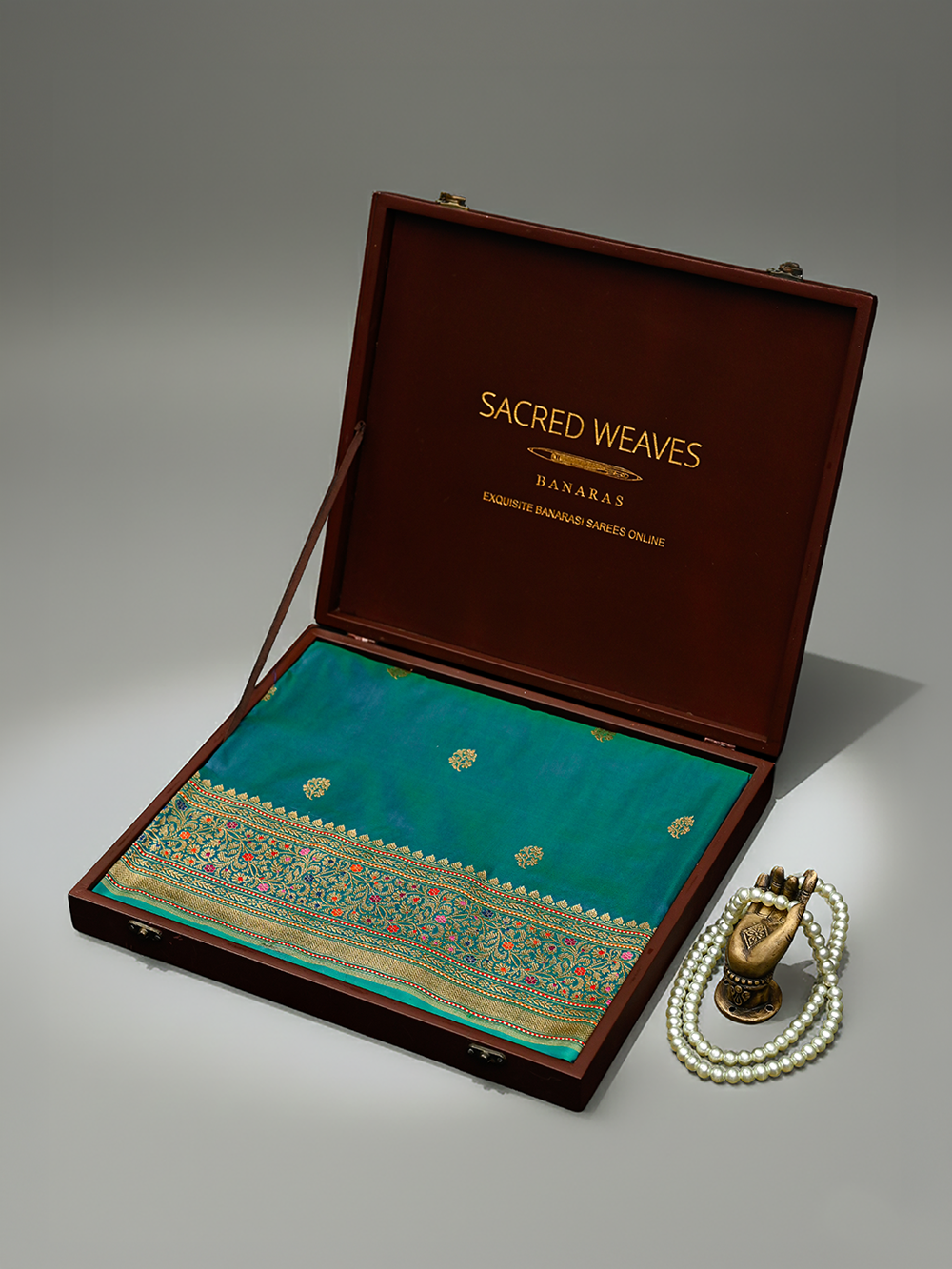 Blue Green Paithani Katan Silk Handloom Banarasi Saree