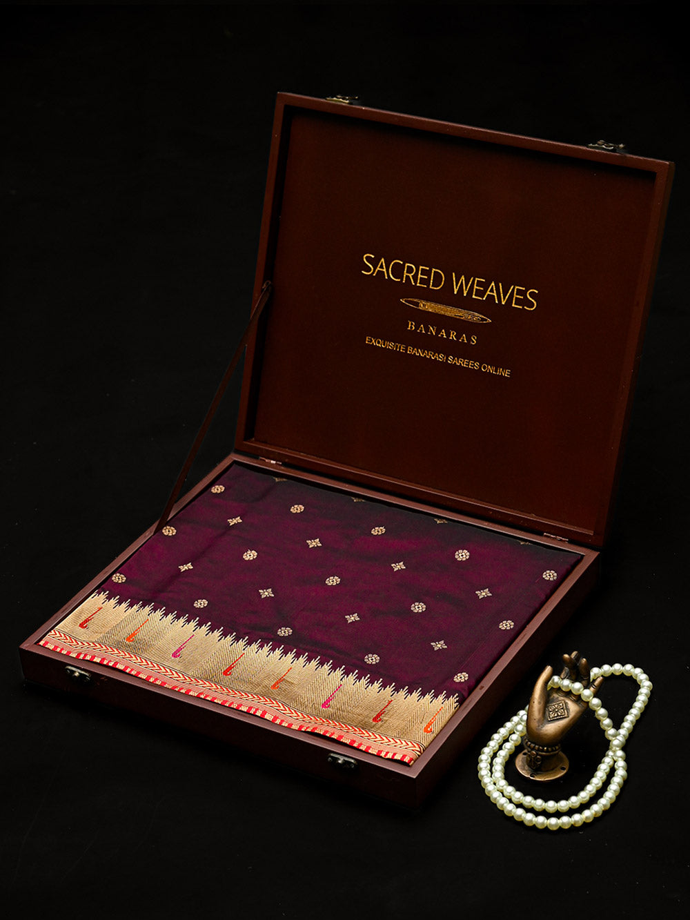 Wine Paithani Katan Silk Handloom Banarasi Saree