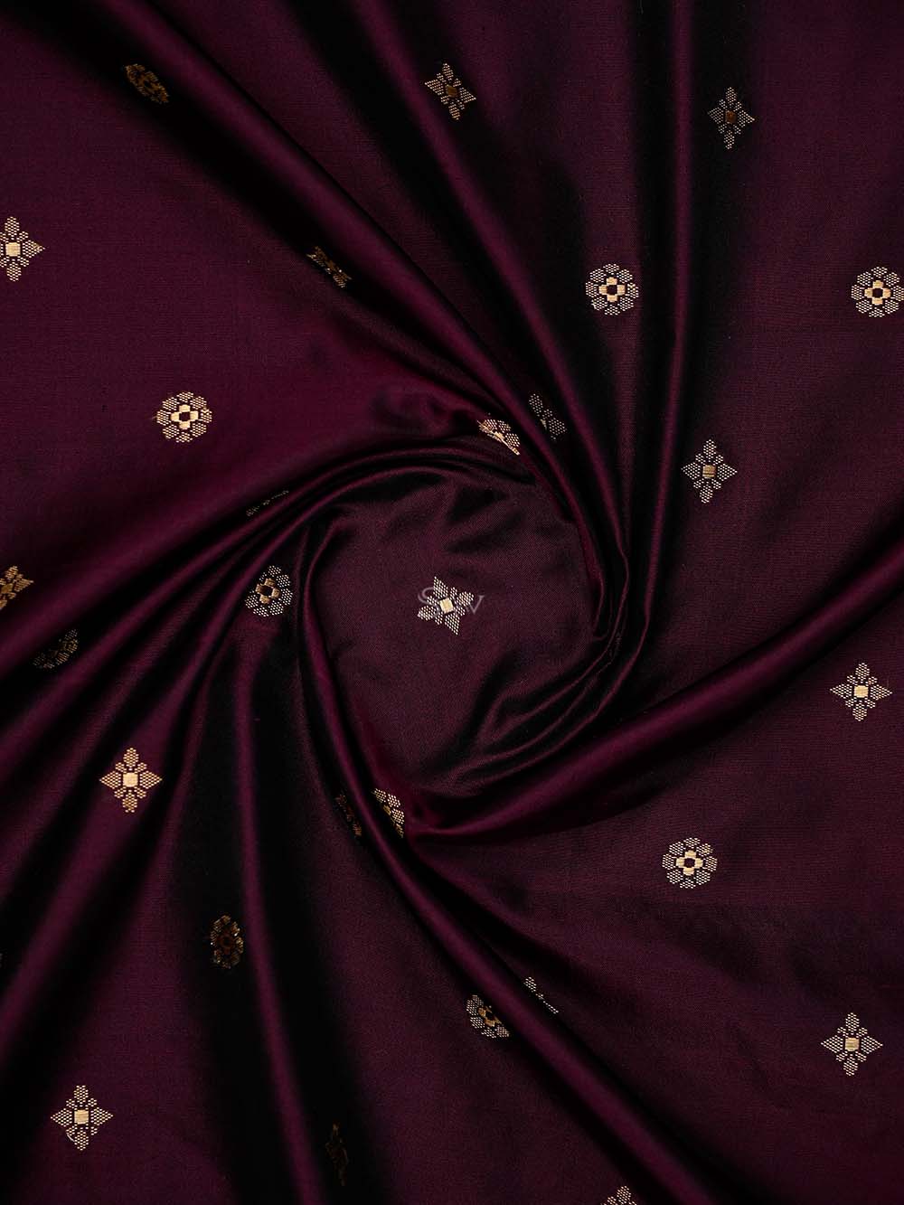 Wine Paithani Katan Silk Handloom Banarasi Saree