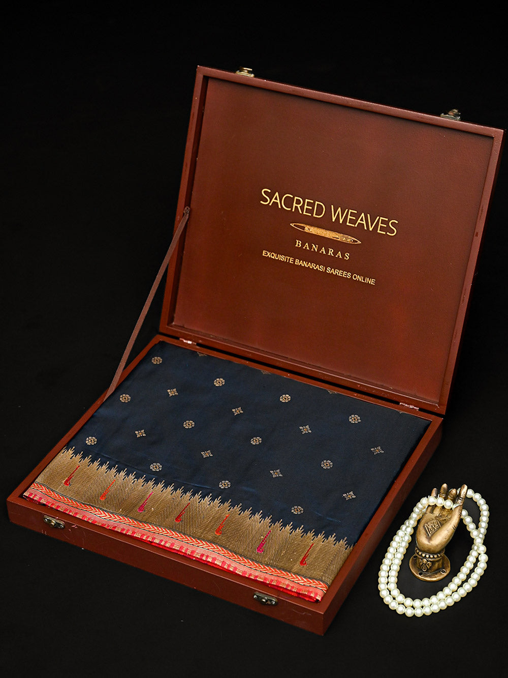 Midnight Blue Paithani Katan Silk Handloom Banarasi Saree