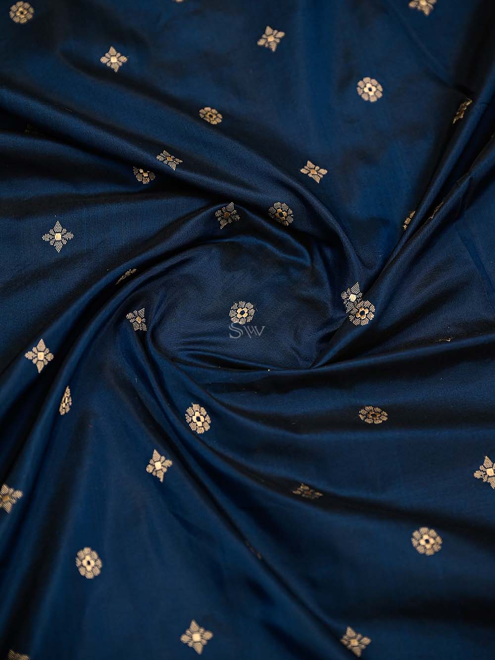 Midnight Blue Paithani Katan Silk Handloom Banarasi Saree