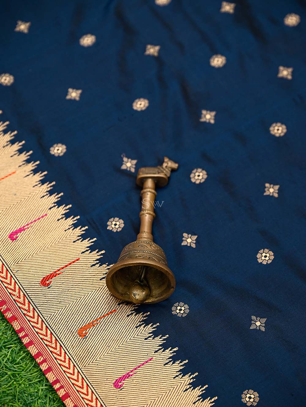 Midnight Blue Paithani Katan Silk Handloom Banarasi Saree