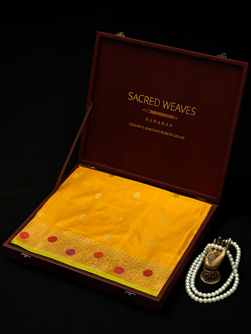 Mustard Paithani Katan Silk Handloom Banarasi Saree