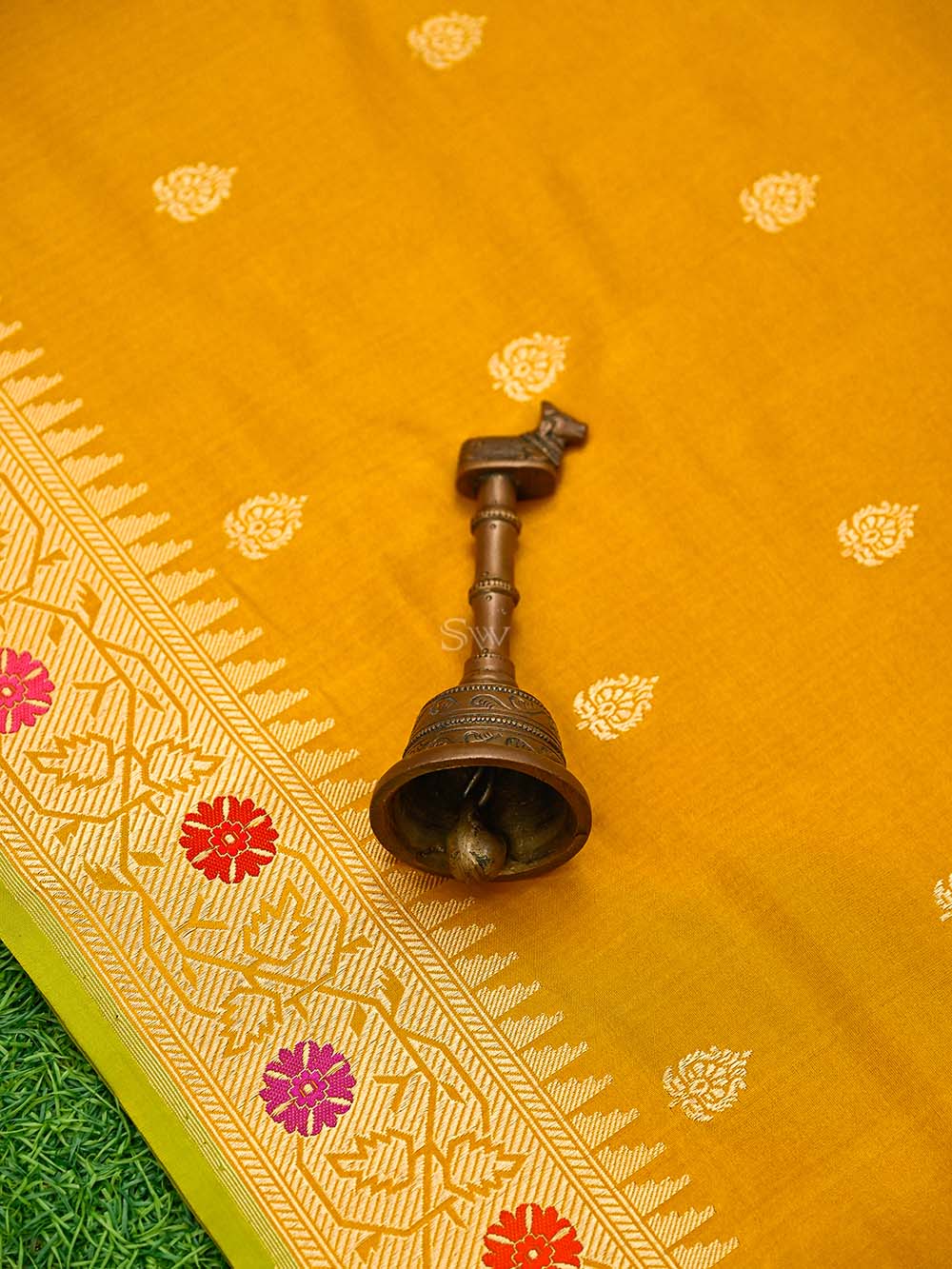 Mustard Paithani Katan Silk Handloom Banarasi Saree