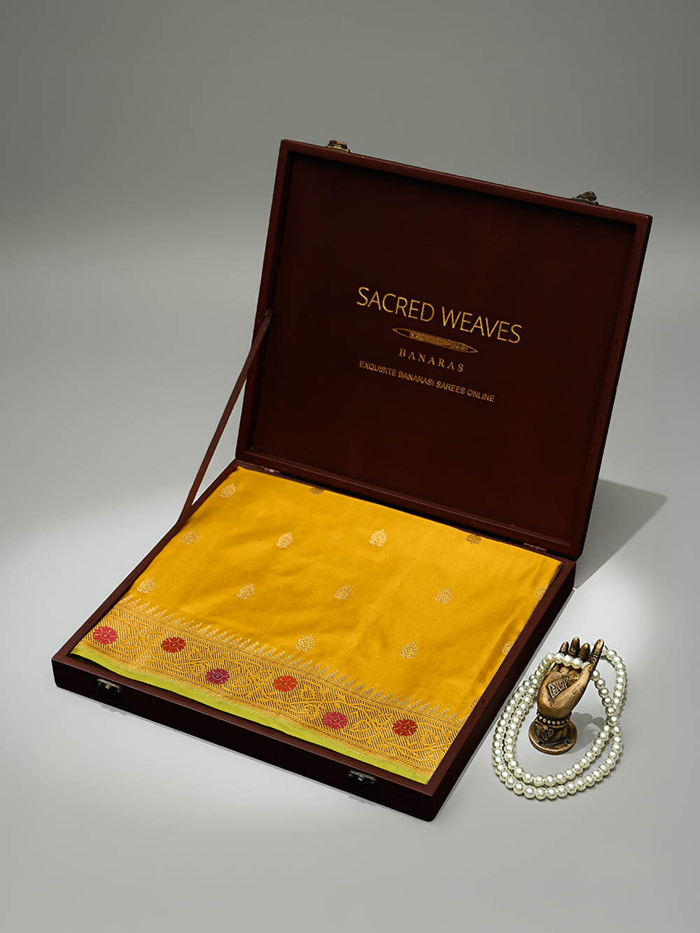 Mustard Paithani Katan Silk Handloom Banarasi Saree