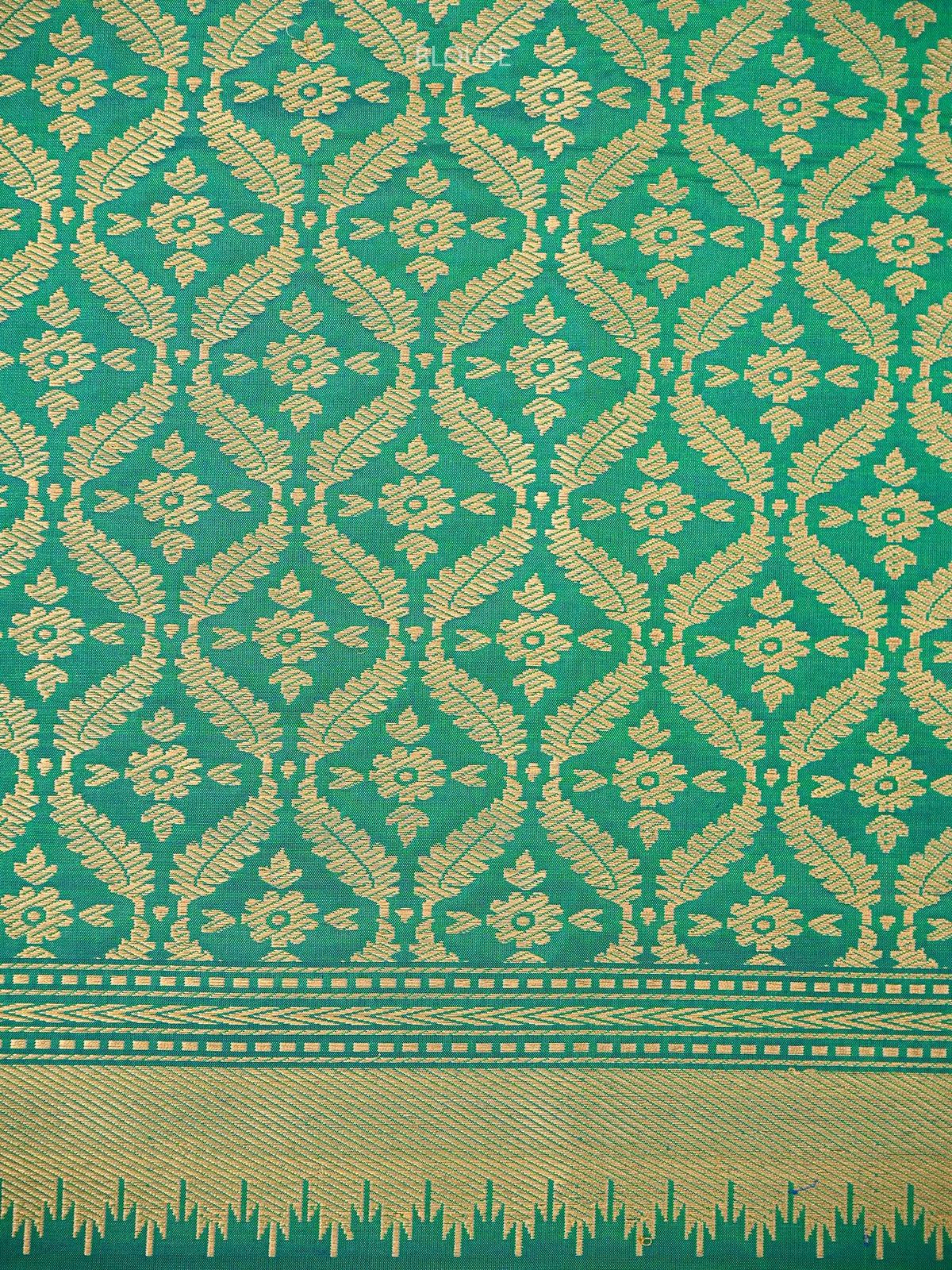 Blue Green Paithani Katan Silk Handloom Banarasi Saree