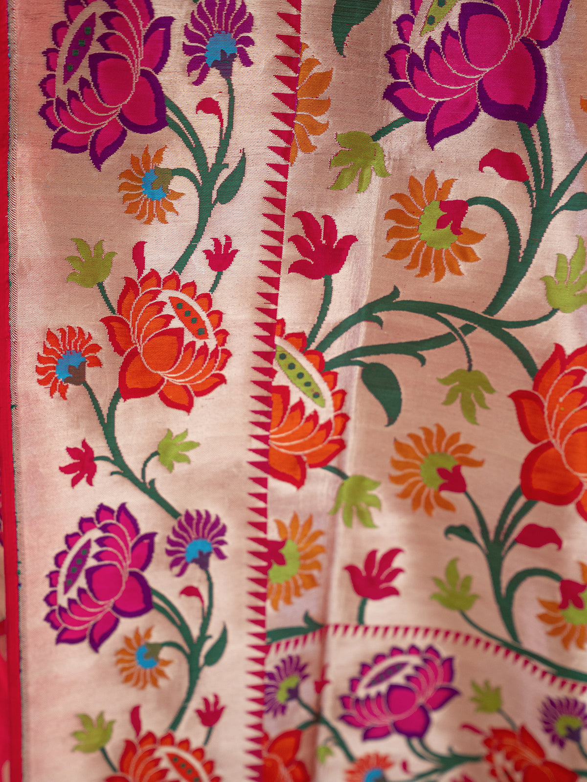 Dark Pink Paithani Katan Silk Handloom Banarasi Saree - Sacred Weaves