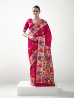 Dark Pink Paithani Katan Silk Handloom Banarasi Saree - Sacred Weaves