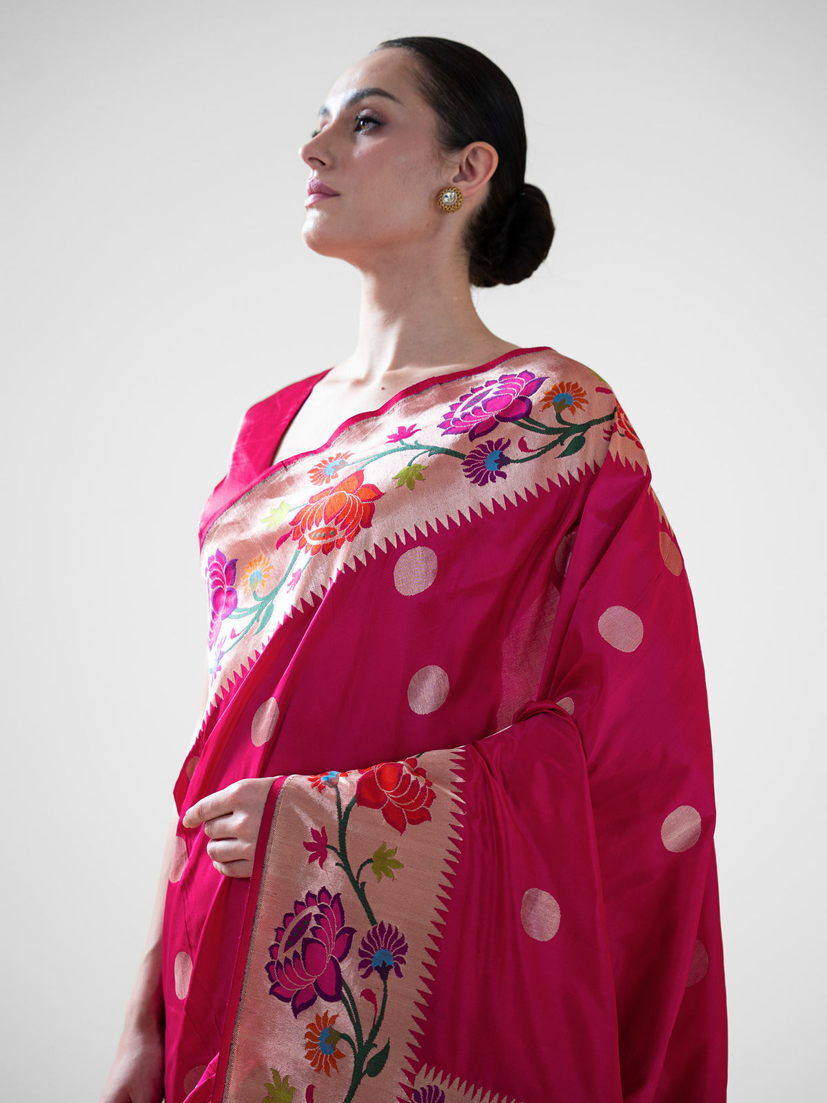 Dark Pink Paithani Katan Silk Handloom Banarasi Saree - Sacred Weaves