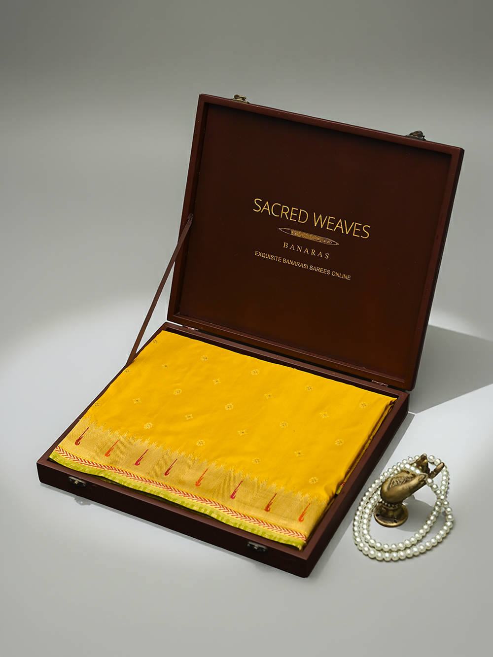 Mustard Paithani Katan Silk Handloom Banarasi Saree