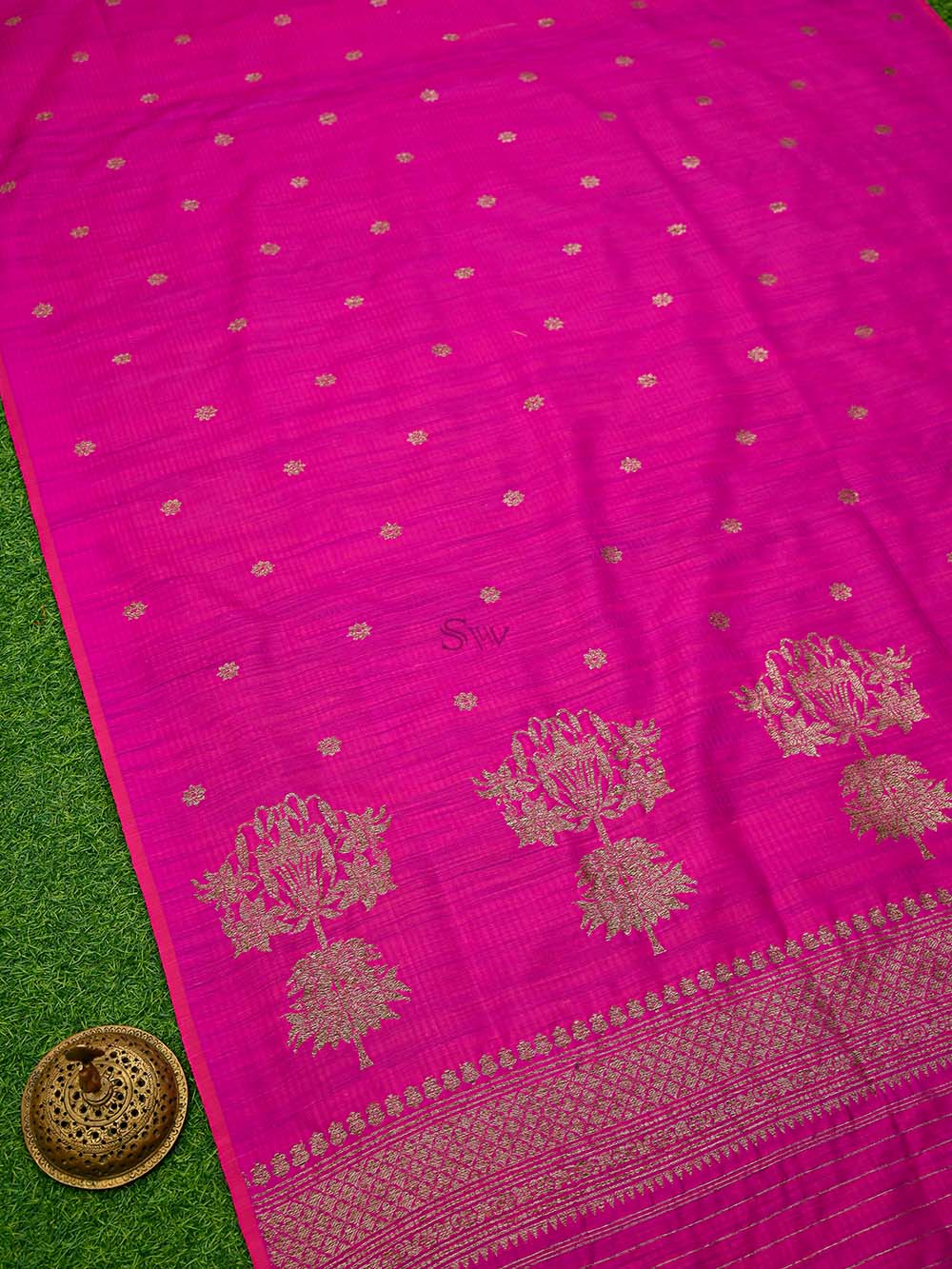 Magenta Booti Dupion Silk Handloom Banarasi Saree