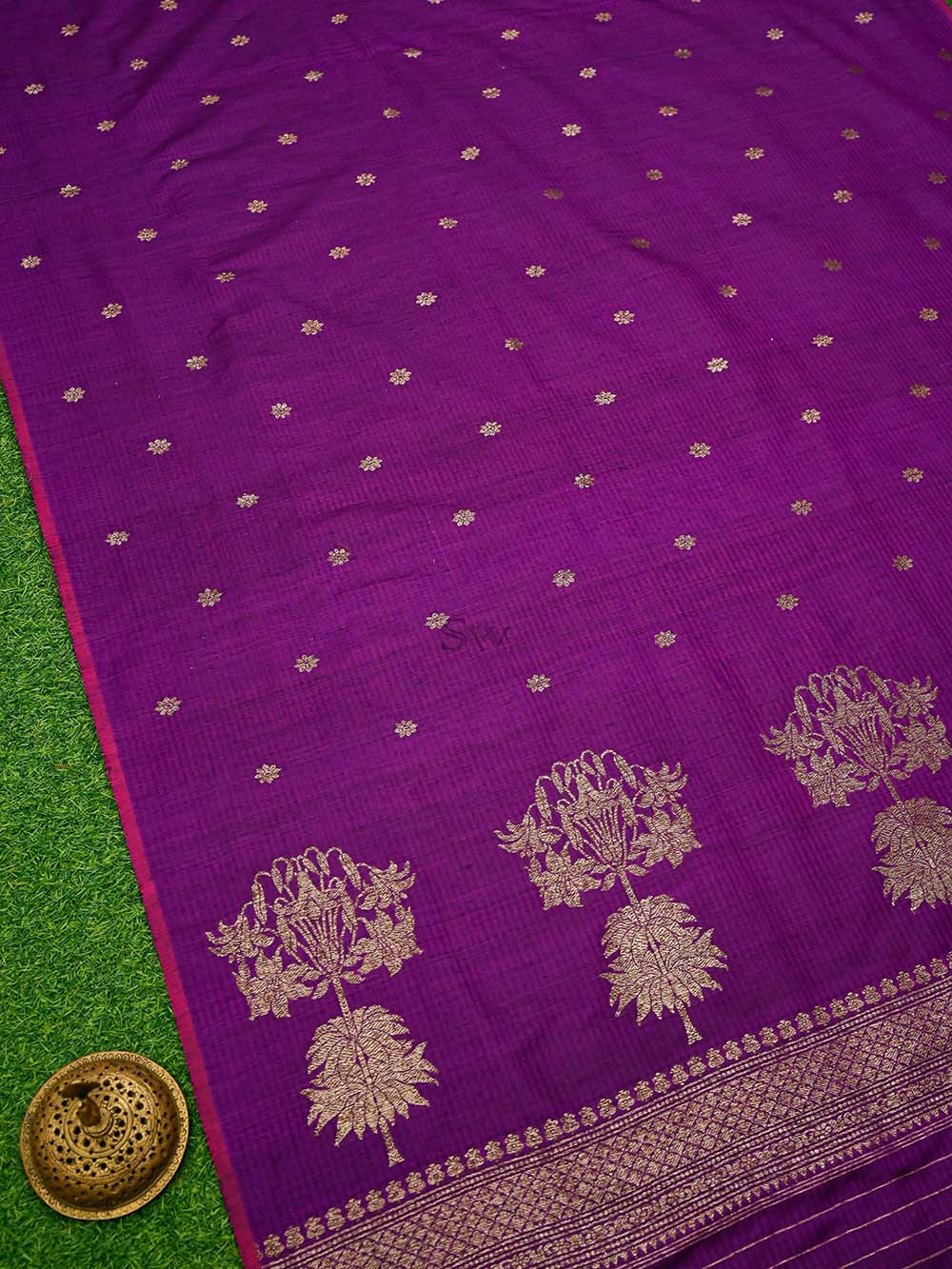 Purple Booti Dupion Silk Handloom Banarasi Saree