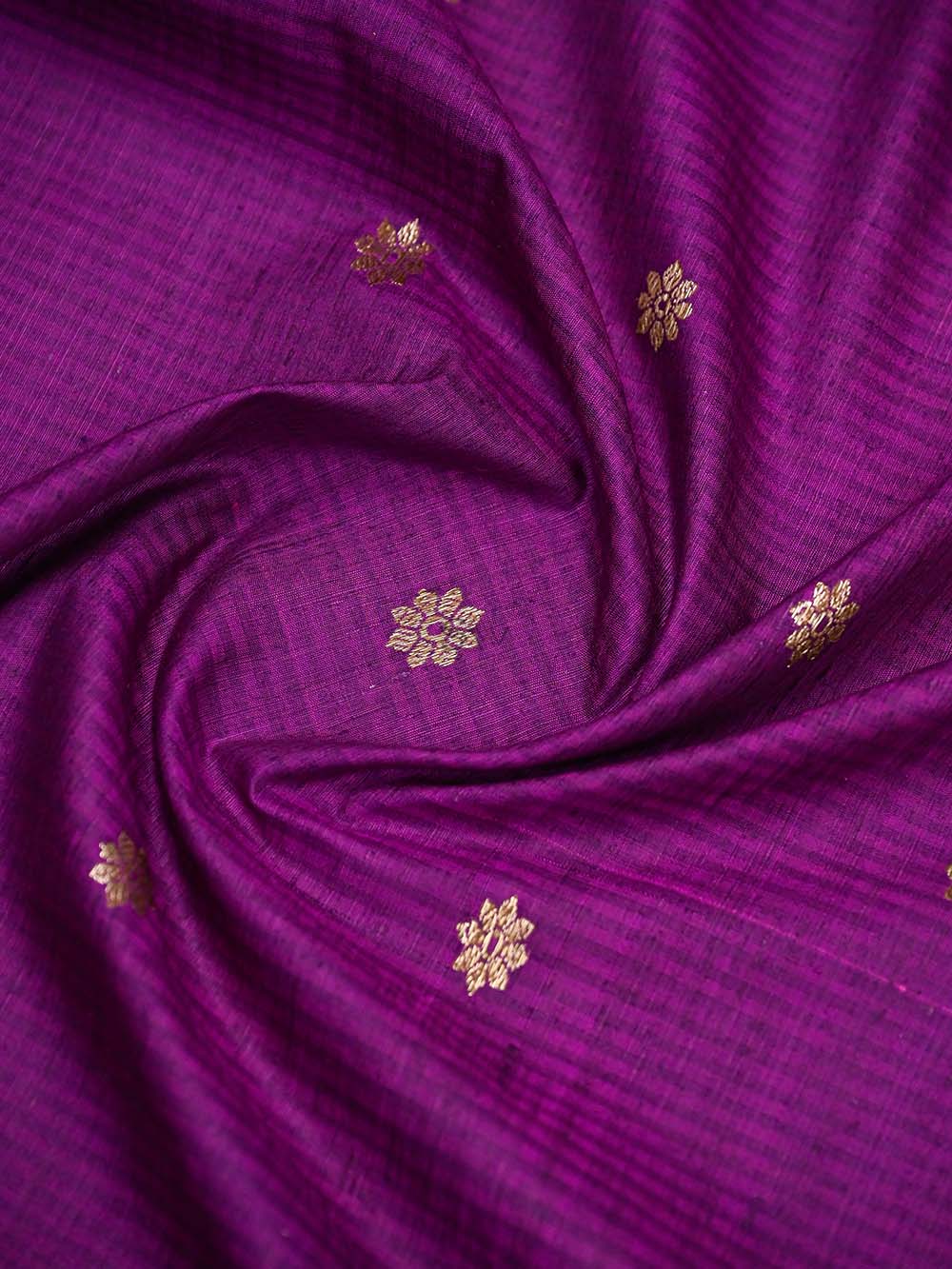 Purple Booti Dupion Silk Handloom Banarasi Saree