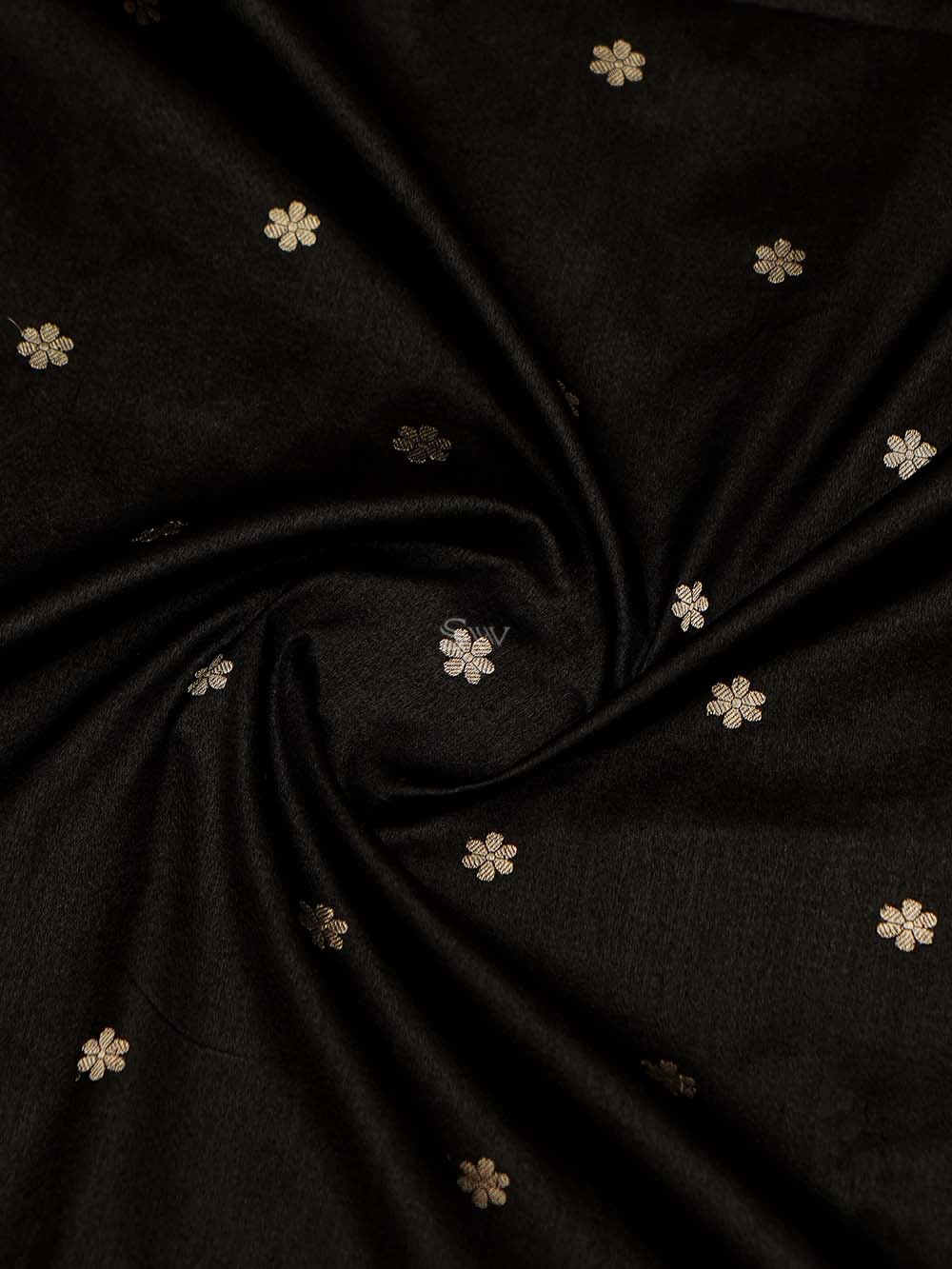 Black Booti Konia Tussar Silk Handloom Banarasi Saree
