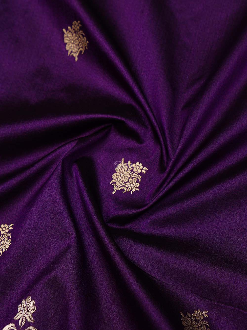 Dark Purple Booti Tussar Silk Handloom Banarasi Saree