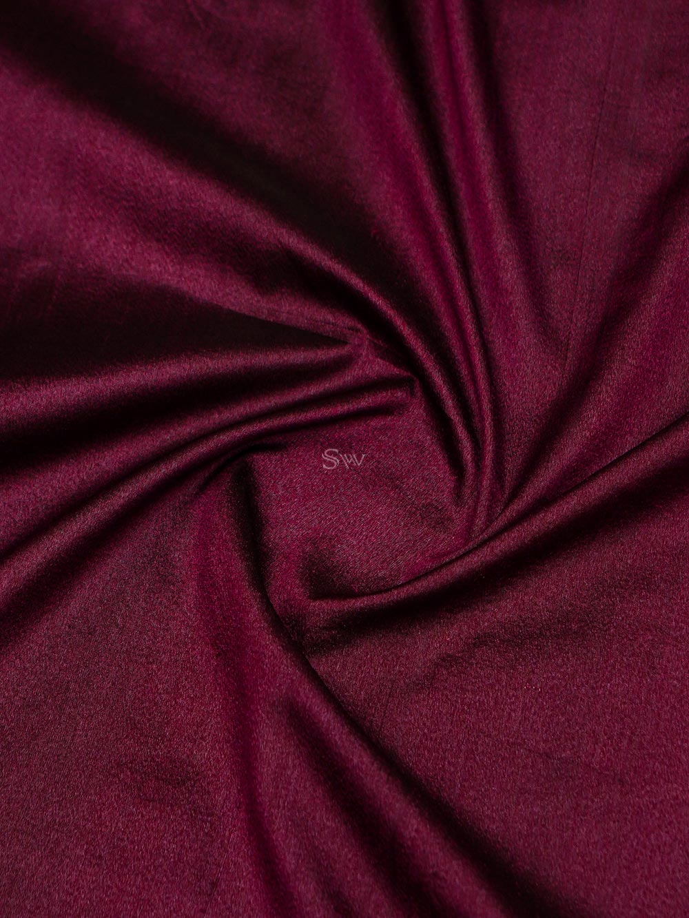 Dark Magenta Plain Tussar Silk Handloom Banarasi Saree