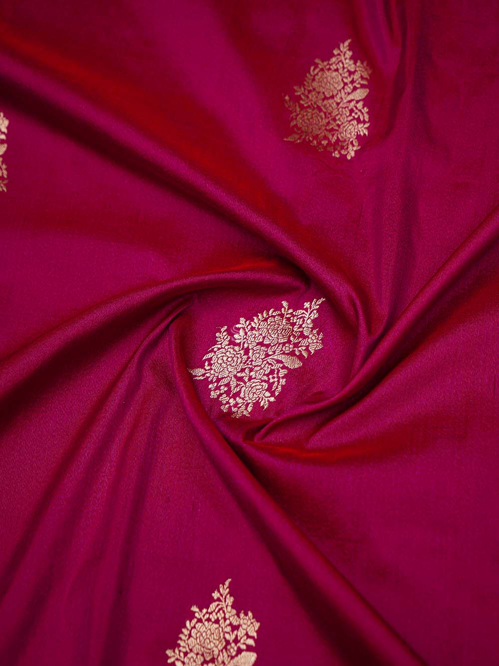 Magenta Red Booti Tussar Silk Handloom Banarasi Saree