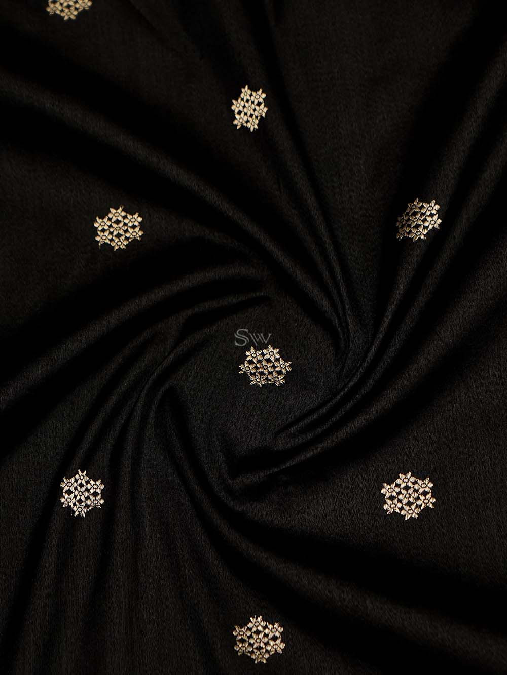 Black Booti Tussar Silk Handloom Banarasi Saree