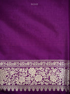 Dark Purple Jaal Katan Silk Handloom Banarasi Saree - Sacred Weaves