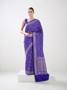 Violet Sona Roopa Jaal Katan Silk Handloom Banarasi Saree
