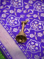 Violet Sona Roopa Jaal Katan Silk Handloom Banarasi Saree
