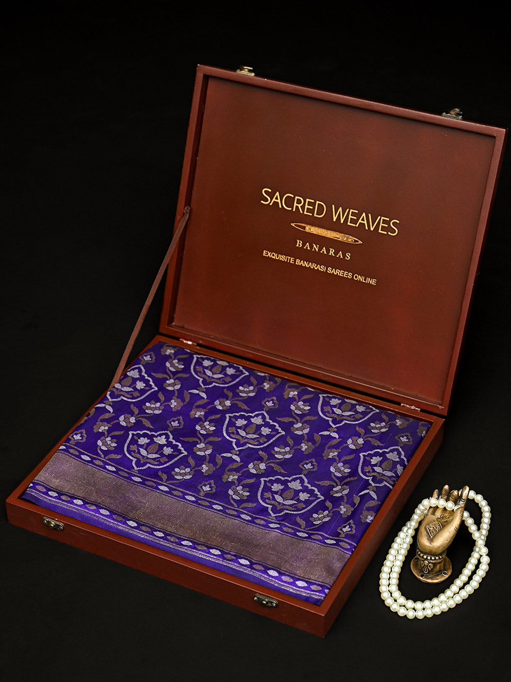 Violet Sona Roopa Jaal Katan Silk Handloom Banarasi Saree