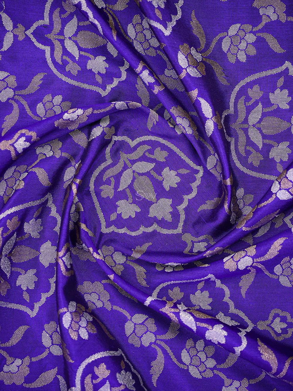 Violet Sona Roopa Jaal Katan Silk Handloom Banarasi Saree