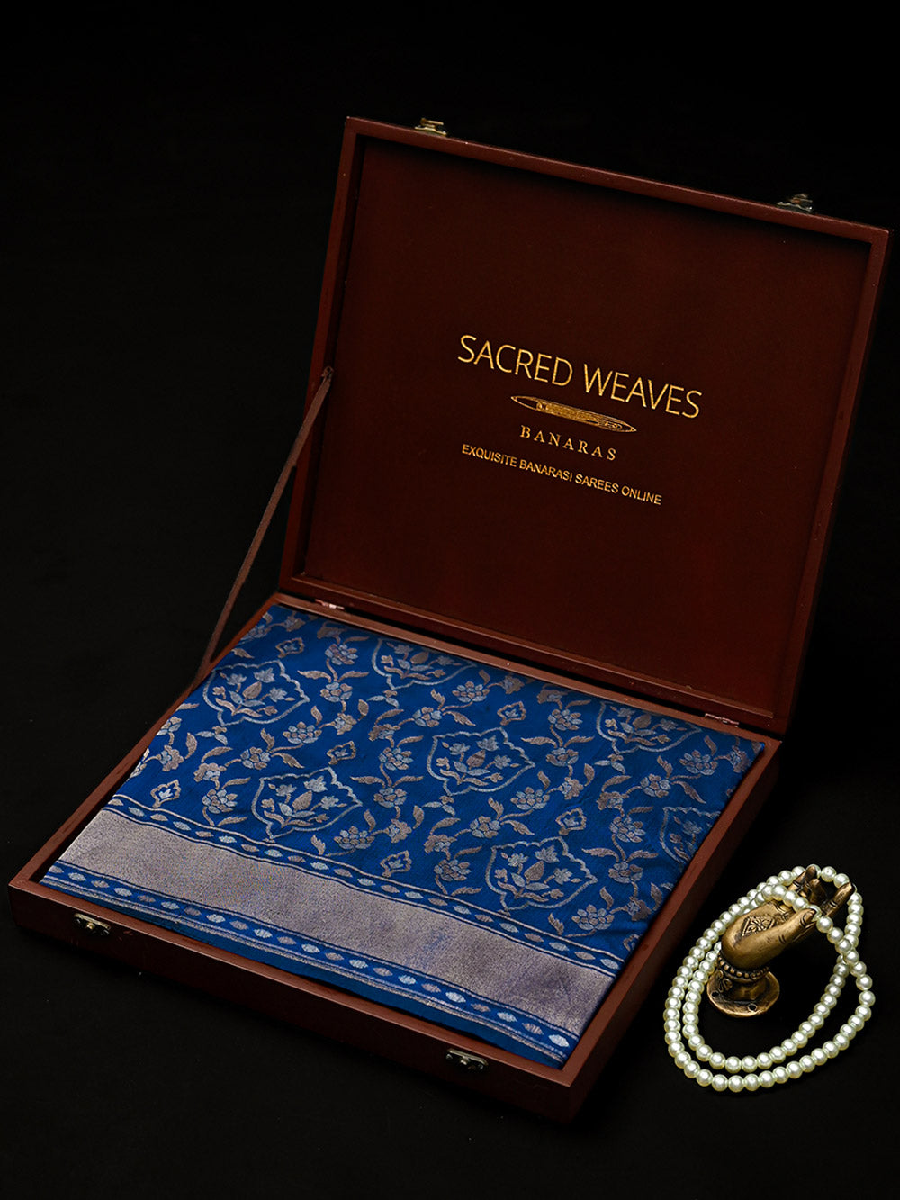 Midnight Blue Sona Roopa Jaal Katan Silk Handloom Banarasi Saree