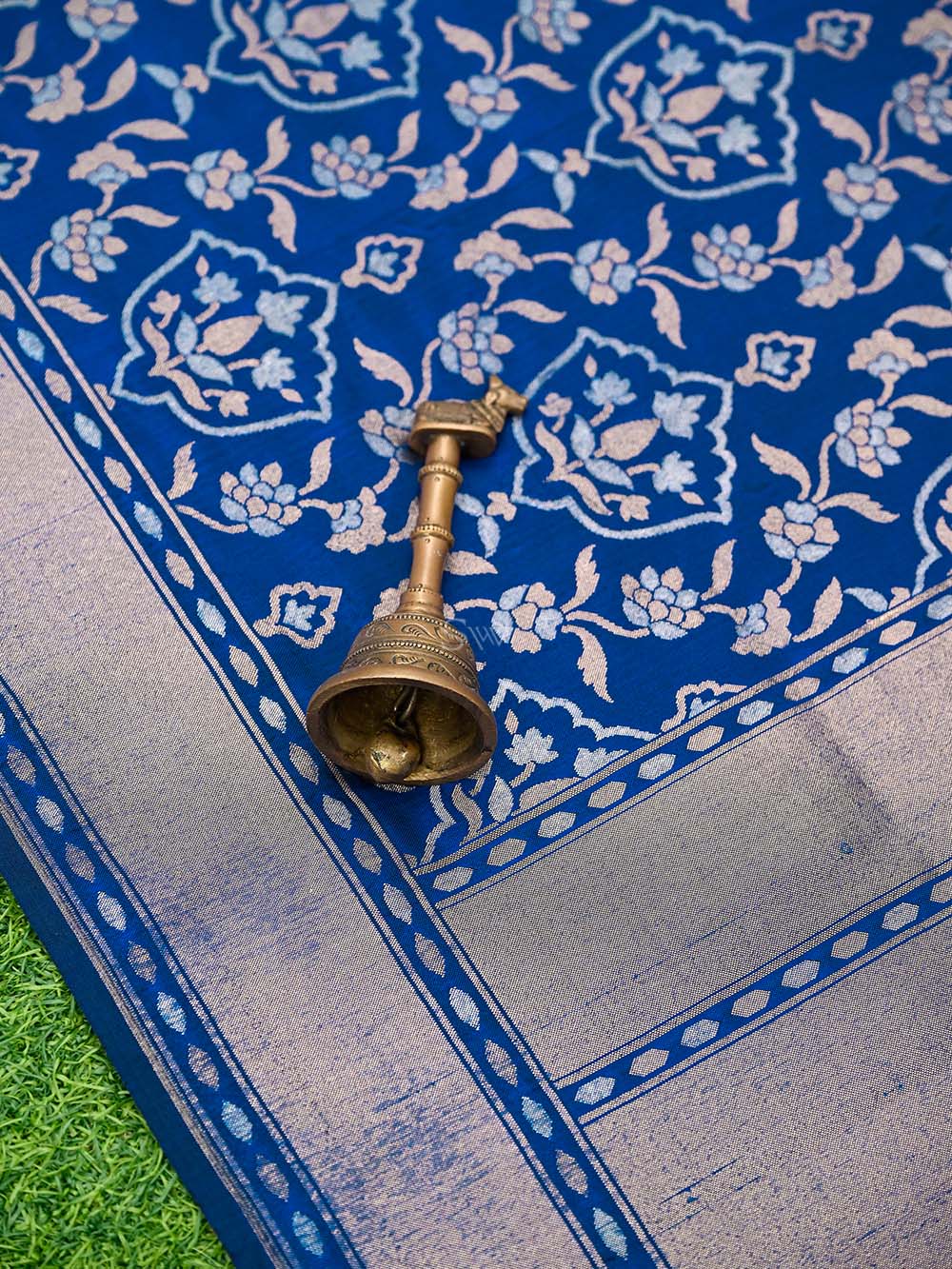 Midnight Blue Sona Roopa Jaal Katan Silk Handloom Banarasi Saree