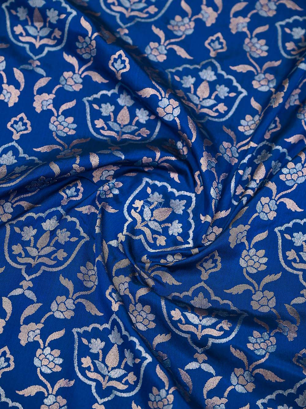 Midnight Blue Sona Roopa Jaal Katan Silk Handloom Banarasi Saree