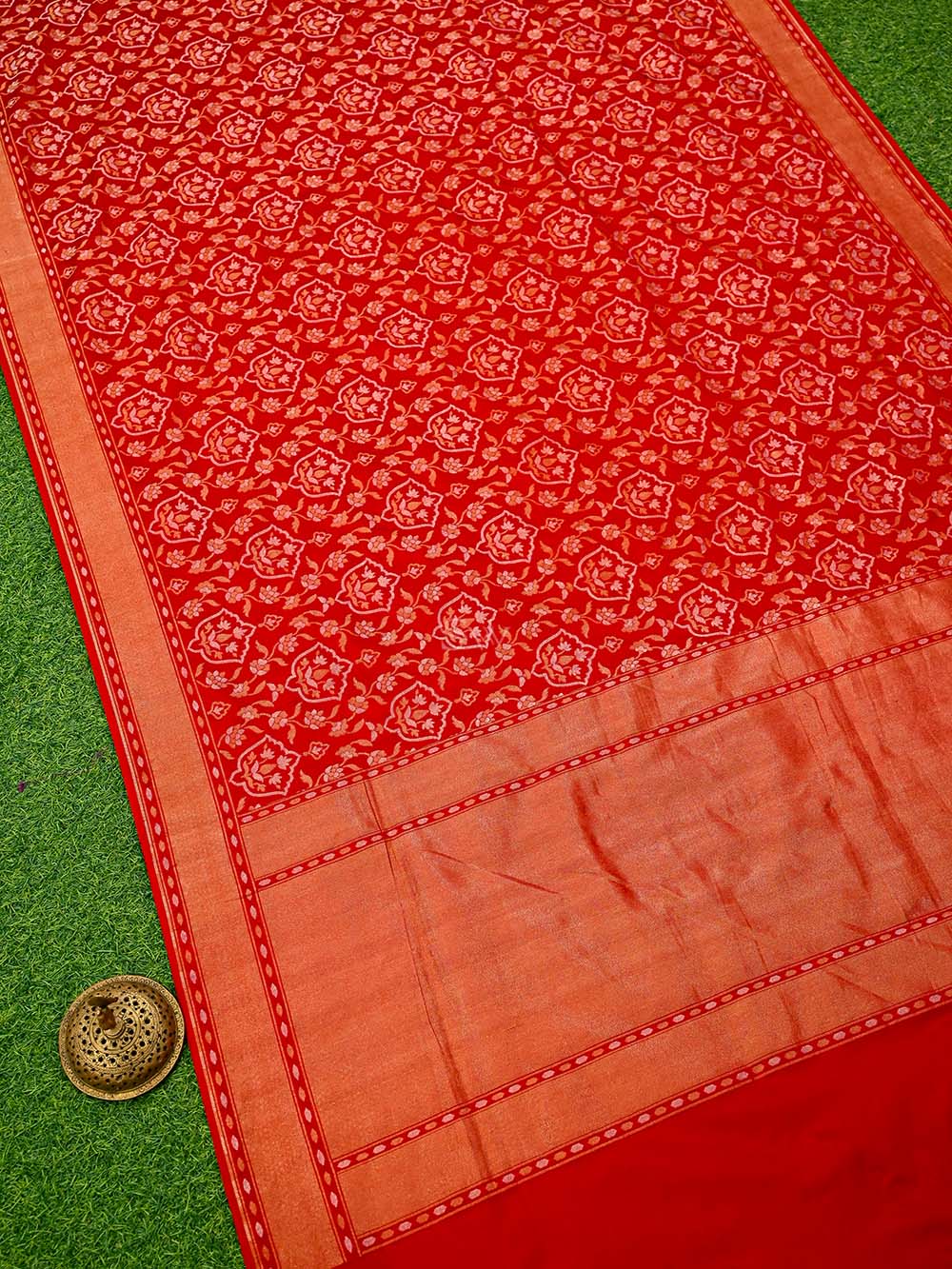 Red Sona Roopa Jaal Katan Silk Handloom Banarasi Saree
