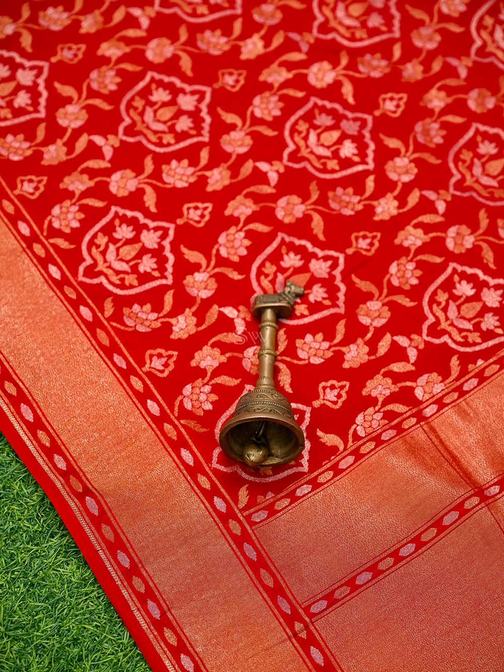 Red Sona Roopa Jaal Katan Silk Handloom Banarasi Saree