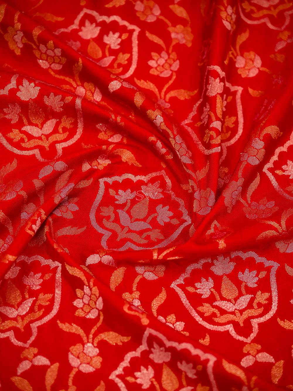 Red Sona Roopa Jaal Katan Silk Handloom Banarasi Saree