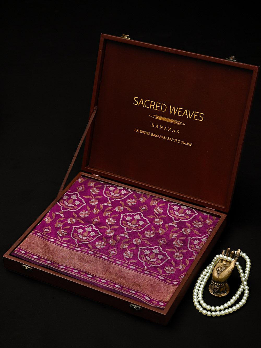 Dark Magenta Sona Roopa Jaal Katan Silk Handloom Banarasi Saree