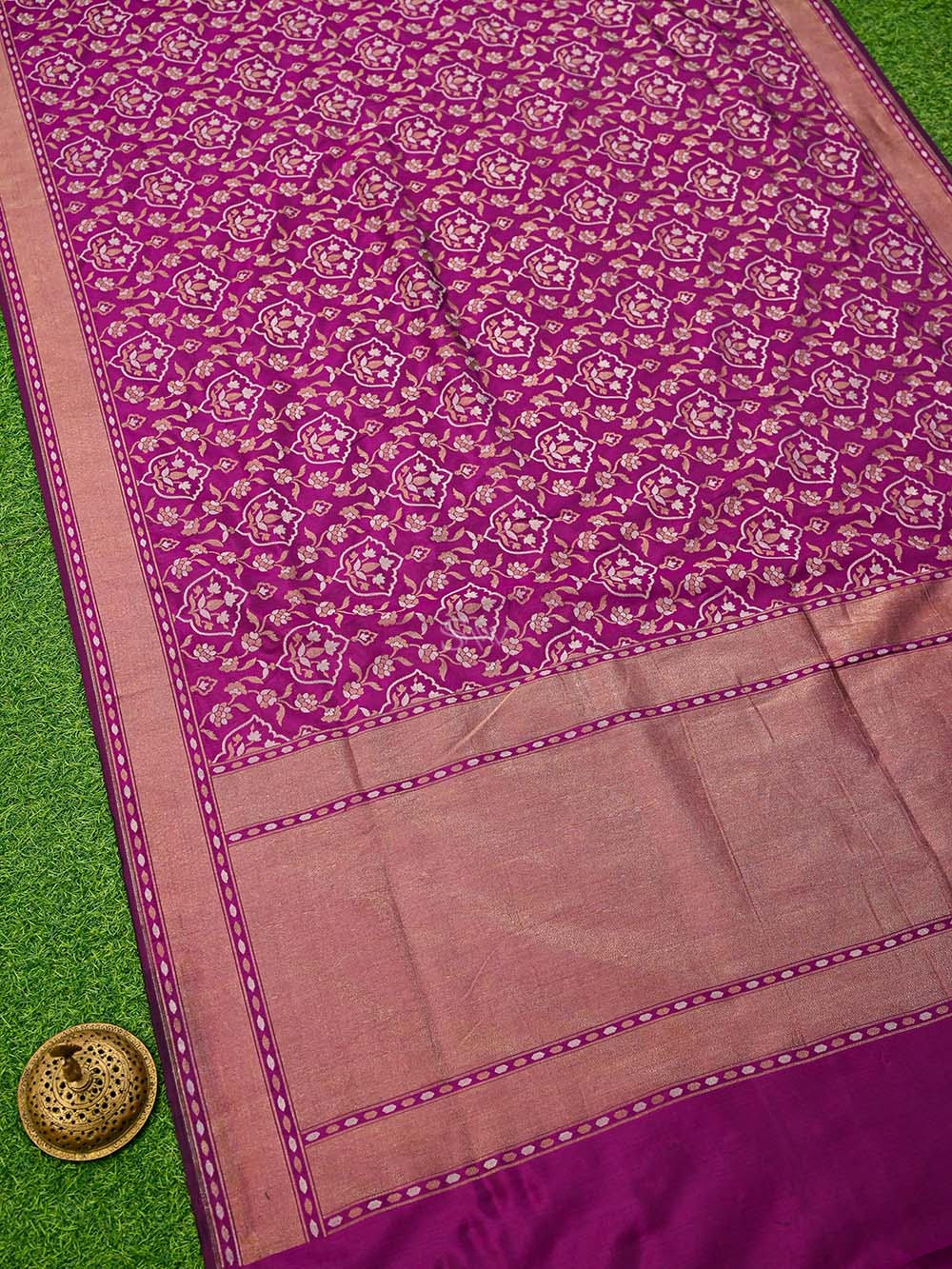 Dark Magenta Sona Roopa Jaal Katan Silk Handloom Banarasi Saree
