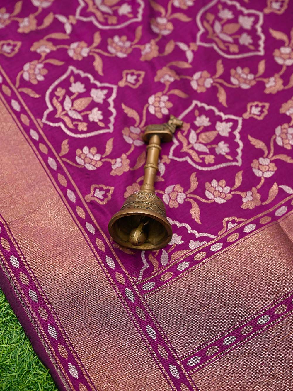 Dark Magenta Sona Roopa Jaal Katan Silk Handloom Banarasi Saree