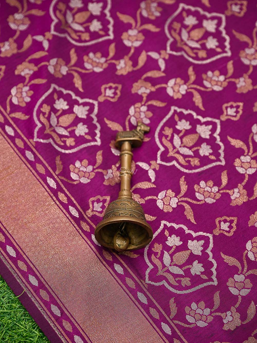Dark Magenta Sona Roopa Jaal Katan Silk Handloom Banarasi Saree