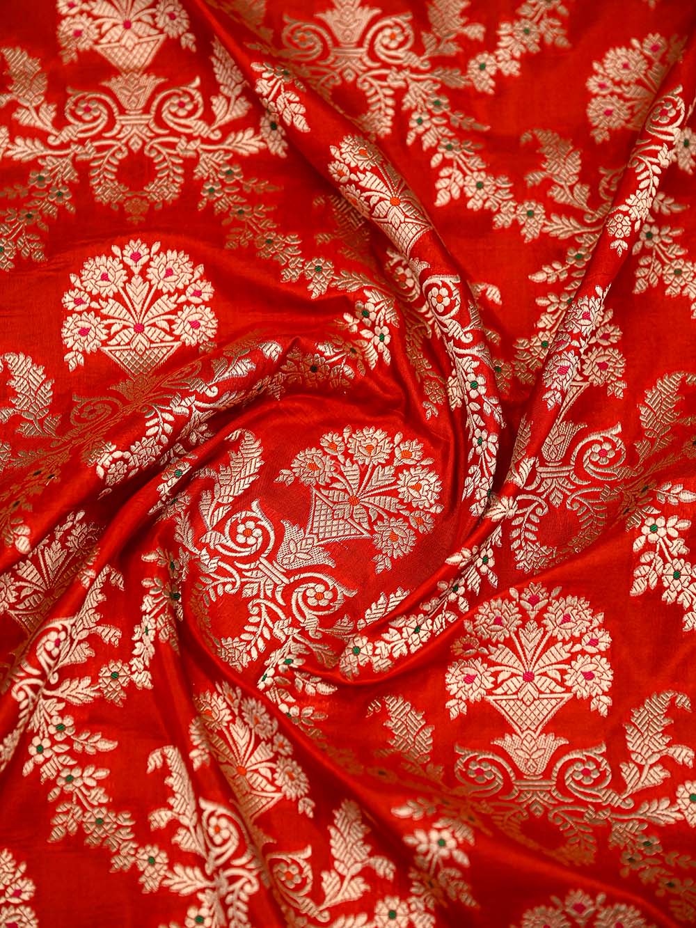 Red Meenakari Jaal Uppada Katan Silk Handloom Banarasi Saree