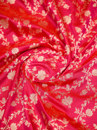 Pink Red Jaal Uppada Katan Silk Handloom Banarasi Saree - Sacred Weaves