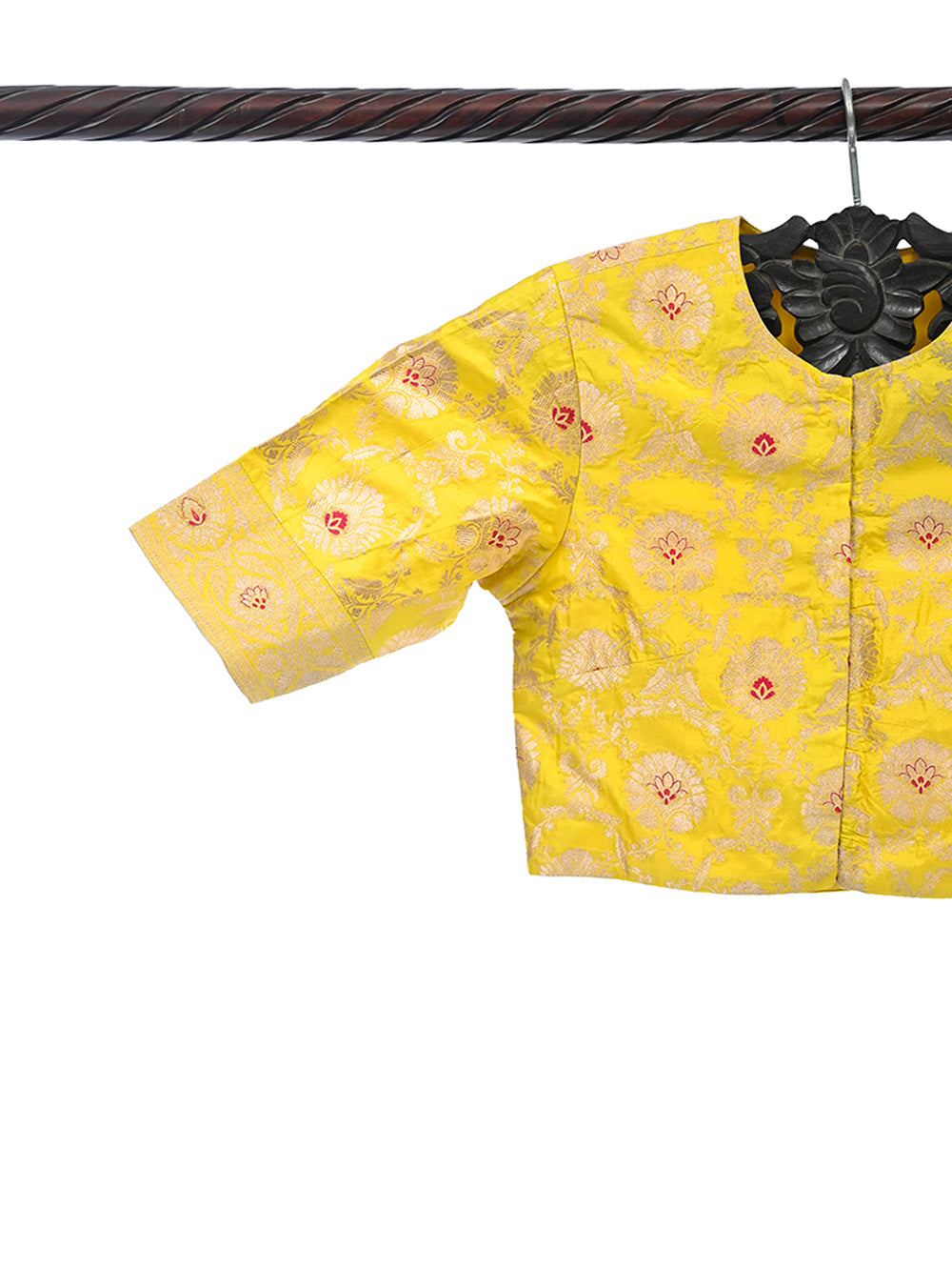 Lime Yellow Meenakari Uppada Silk Banarasi Ready-Made Blouse
